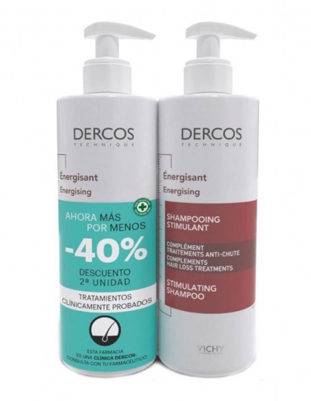 Vichy Dercos Technique Champú Estimulante Anti-Caída Energy+ 400+400 ml - 40% Dto 2 Unidad