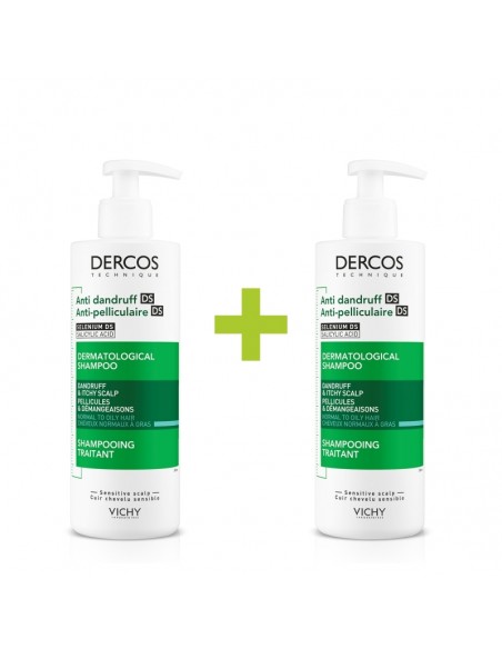 Vichy Dercos Technique Champú Anticaspa Cabello Normal a Graso 390+390 ml - 40% Dto 2ª Unidad