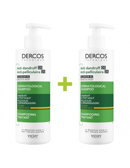 Vichy Dercos Technique Champú Anticaspa Cabello Seco 390+390 ml - 40% Dto 2ª Unidad