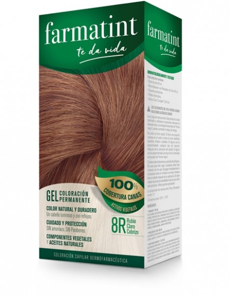 Farmatint Gel de Coloración Capilar Permanente 8R Rubio Claro Cobrizo 135 ml