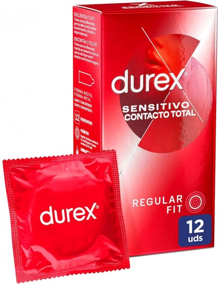 Durex Preservativo Sensitivo Contacto Total Regular Fit 12 unidades + 3 Real Feel Gratis
