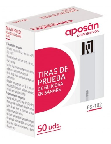 Aposán Tiras de Glucosa en Sangre 50 unidades