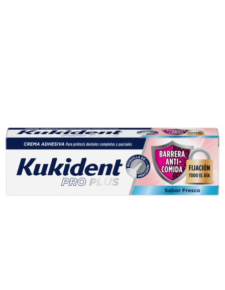 Kukident Pro Plus Barrera Anti-Comida Crema Adhesiva Prótesis Dental Sabor Fresco 40 g