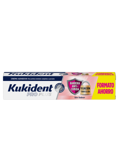 Kukident Pro Plus Crema Adhesiva Prótesis Dental Barrera Anti-Comida Sin Sabor 57 g