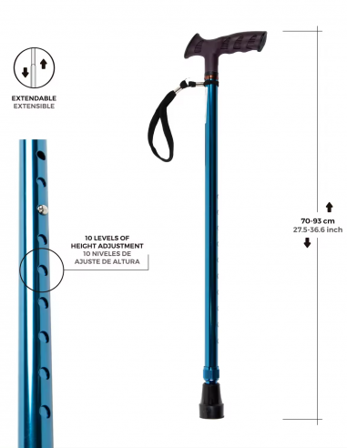 Cymam Bastón Extensible Aluminio Azul