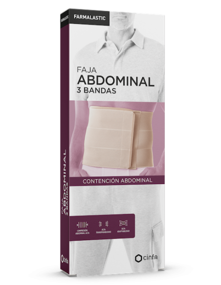 Farmalastic Faja Abdominal 3 Bandas Beige Talla Mediana (contorno cintura 90-110 cm)