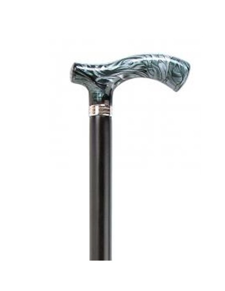 García 1880 Bastón Curvado Aluminio Negro Puño Metacrilato Gris 90 cm