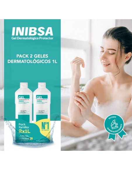 Inibsa Gel Dermatológico de Ducha con Colágeno Pieles Normales Pack Familiar  2x1 litro