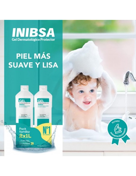 Inibsa Gel Dermatológico de Ducha con Colágeno Pieles Normales Pack Familiar  2x1 litro