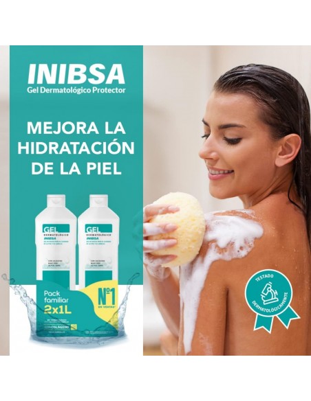Inibsa Gel Dermatológico de Ducha con Colágeno Pieles Normales Pack Familiar  2x1 litro