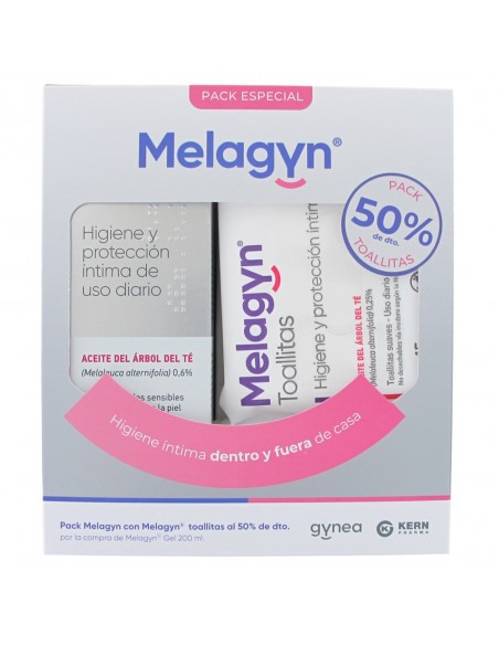 Melagyn Gel Higiene Íntima 200 ml + Toallitas Higiene Íntima 15 Uds