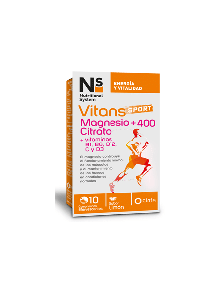Ns Vitans Sport Magnesio+400 Citrato y Vitaminas 10 comprimidos efervescentes