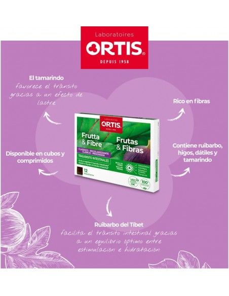 Ortis Frutas & Fibras Clásico Tránsito Intestinal 12 cubos