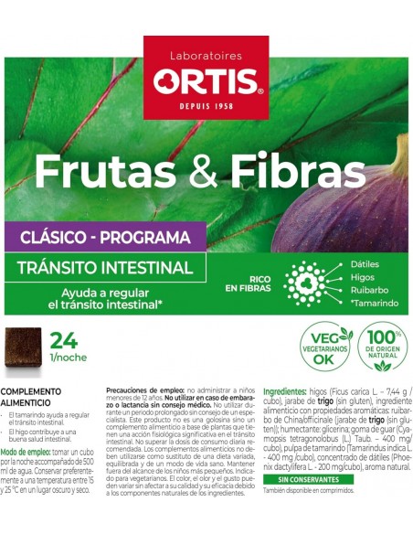 Ortis Frutas & Fibras Clásico Tránsito Intestinal 24 cubos