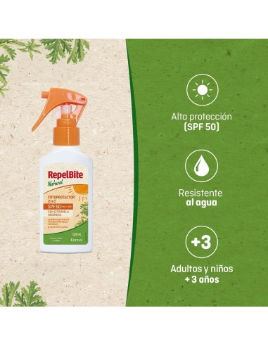 RepelBite Natural 2 en 1 Spray Fotoprotector...