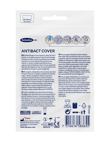 Salvelox Med Antibact Cover Apósito Resistente al Agua 76x54 mm 5 unidades