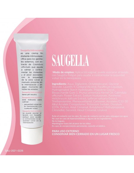 Saugella Hidrocrema pH neutro Hidratante Calmante Sequedad Vulvar 30 ml