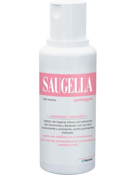 Saugella Poligyn Jabón pH neutro Suavizante y Emoliente Higiene Íntima 250 ml