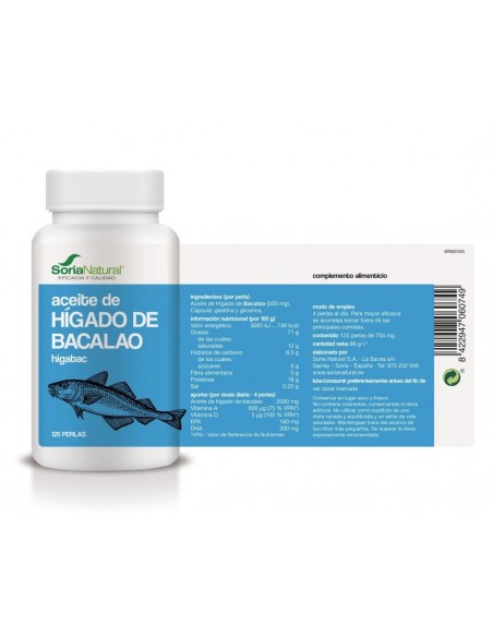 Soria Natural Aceite de Hígado de Bacalao 125 Perlas