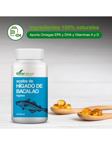 Soria Natural Aceite de Hígado de Bacalao 125 Perlas