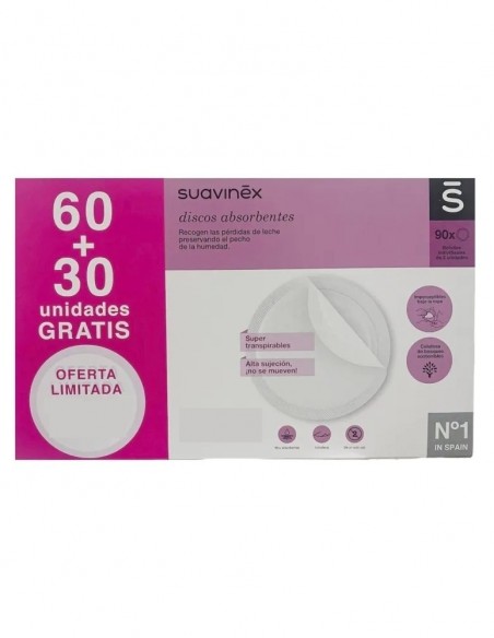 Suavinex Discos Absorbentes de Lactancia 60 unidades + 30 unidades Gratis