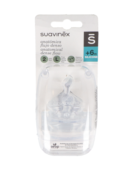 Suavinex Tetina Anatómica de Silicona Flujo Denso +6m - 2 unidades