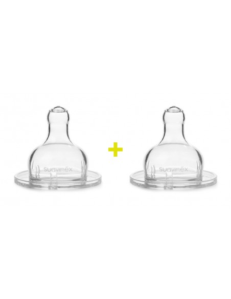 Suavinex Tetina Redonda Papilla de Silicona Flujo Denso +4m - 2 unidades