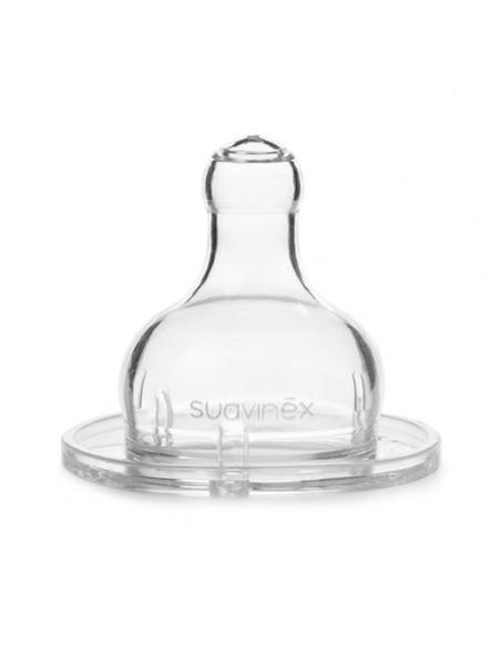 Suavinex Tetina Redonda Papilla de Silicona Flujo Denso +4m - 2 unidades