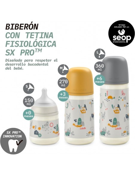 Suavinex Biberón Tetina Fisiológica SX Pro de Silicona Flujo Lento 150 ml +0m