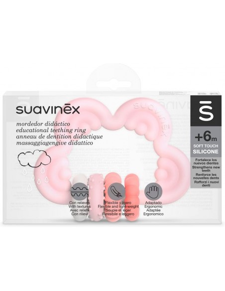 Suavinex Mordedor Didactico Silicona Suave Nube Rosa +6m