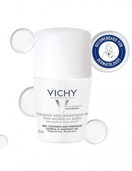 Vichy Desodorante Roll-on 48h Antitranspirante Piel Sensible o Depilada Sin Perfume 50 ml