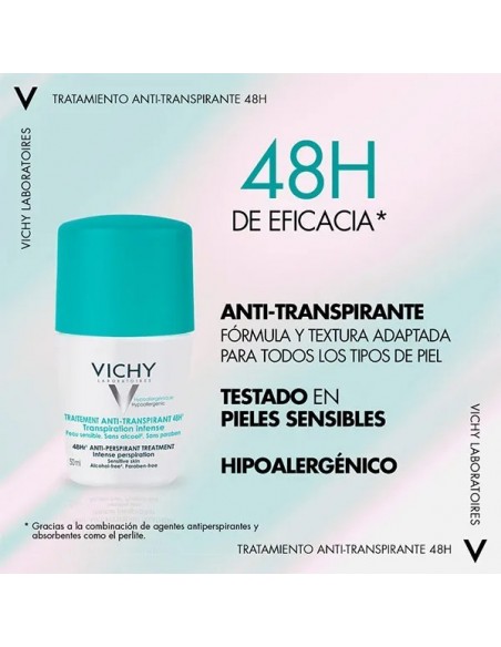 Vichy Desodorante Roll-on 48h Antitranspirante Piel Sensible 50 ml