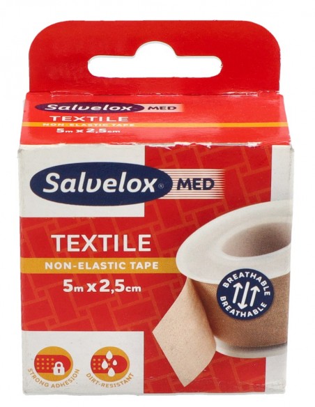 Salvelox Med Esparadrapo Tela Beige 2,5 cm x 5 m