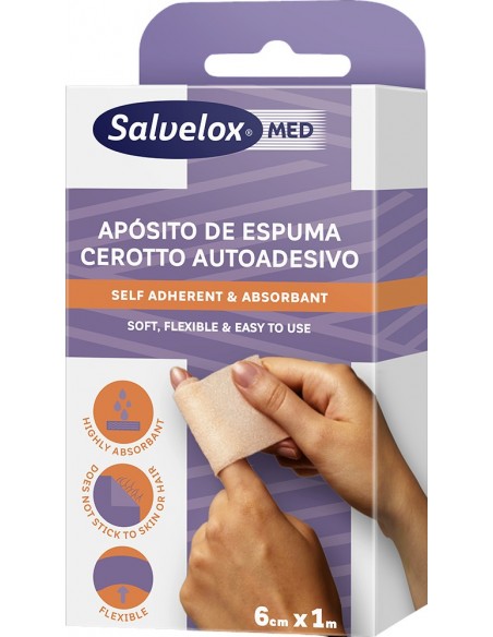 Salvelox Foam Plaster Apósito de Espuma Autoadhesivo Recortable 6cm x 1m