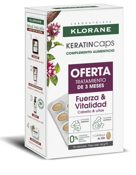 Klorane KeratinCaps Anticaída Cabello y Uñas 90 Cápsulas