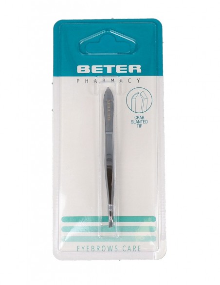 Beter Pinza de Depilar Cromada con Punta Cangrejo Oblicua 9,3 cm