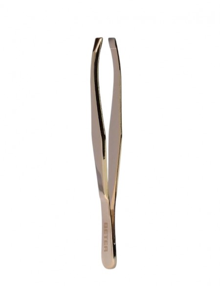 Beter Pinza de Depilar Dorada con Punta Recta 7,5 cm