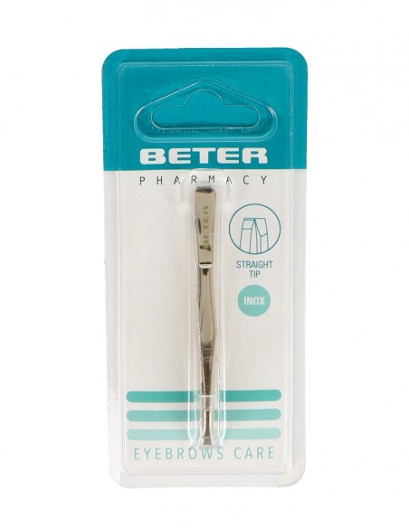 Beter Pinza de Depilar Dorada con Punta Recta 7,5 cm