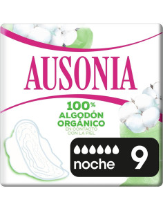 Ausonia Compresa Noche con Alas 100% Algodón Orgánico 9...