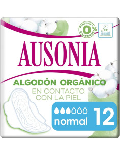 Ausonia Compresa Normal con Alas 100% Algodón Orgánico 12...