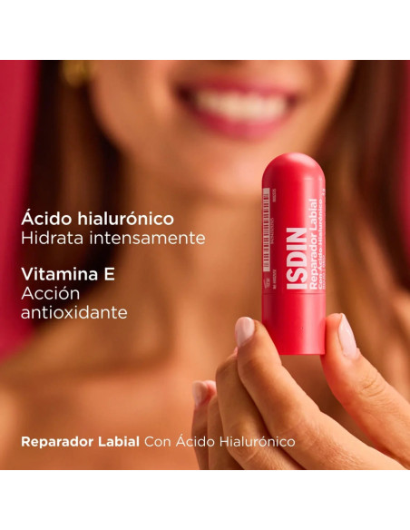Isdin Reparador Labial con Ácido Hialurónico Stick 4 g - Color Rojo