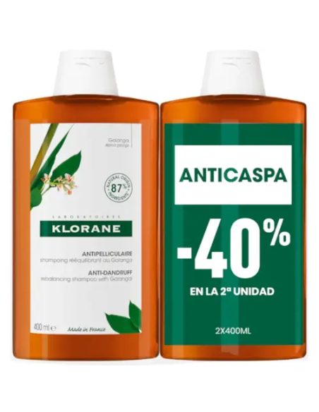 Klorane Champú Anticaspa Reequilibrante a la Galanga 2x400 ml
