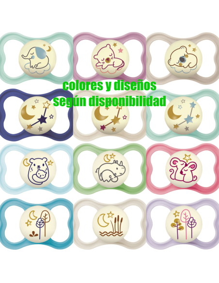 Mam Chupete Silicona Air Night Brilla en la Oscuridad +16 meses - 2 unidades