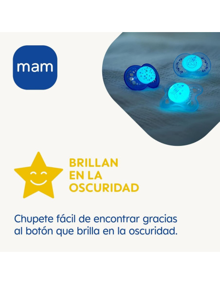 Mam Chupete Silicona Air Night Brilla en la Oscuridad +16 meses - 2 unidades
