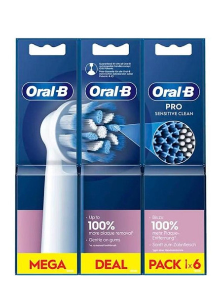 Oral-B Cabezales de Recambio Pro Sensitive Clean para Cepillo de Dientes Eléctrico - 6 unidades
