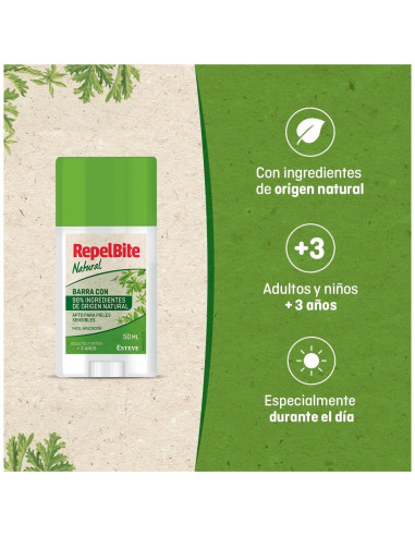 RepelBite Natural Repelente Insectos Barra +3...