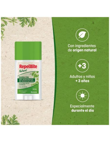 RepelBite Natural Repelente Insectos Barra +3 años - 50 ml