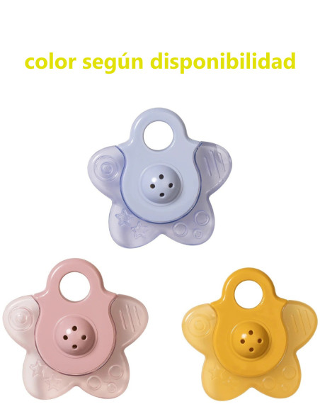 Saro Mordedor de Agua con Sonajero Star BPA Free Color Lila/Rosa/Amarillo 6-24 meses