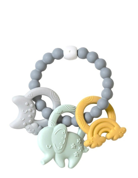 Saro Mordedor Ele-Fun 100% Silicona Premium BPA Free Color Azul/Rosa +3 meses