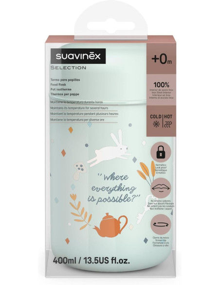 Suavinex Selection Termo Papillas Bebé Wonderland Verde 400 ml +0m
